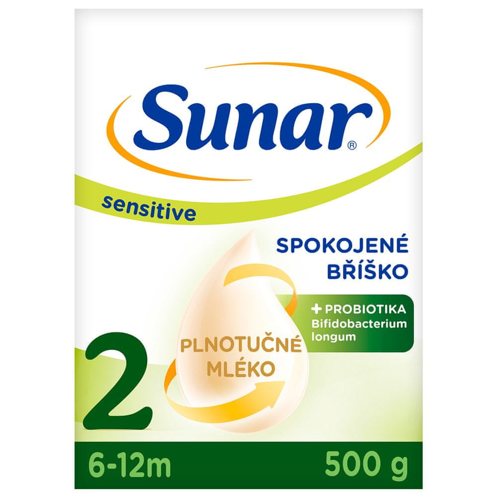 Sunar Sensitive 2, pokračovacie dojčenské mlieko, 500 g